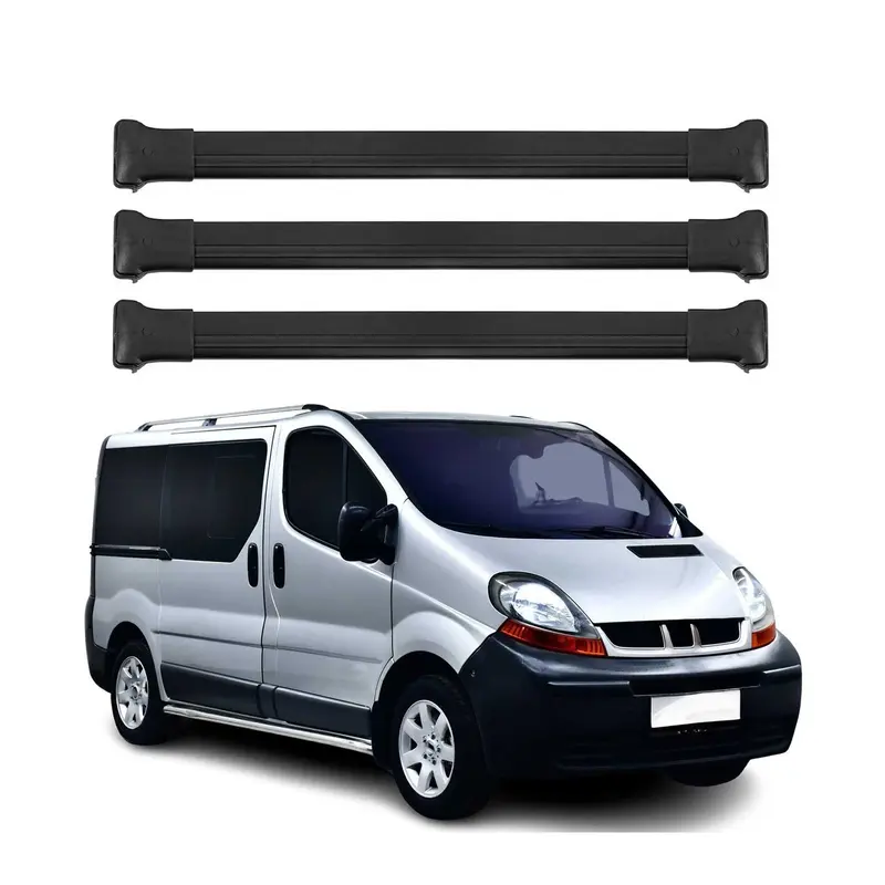 Barres de toit transversales pour Renault Trafic II 2001-2014 Aluminium Noir 3x