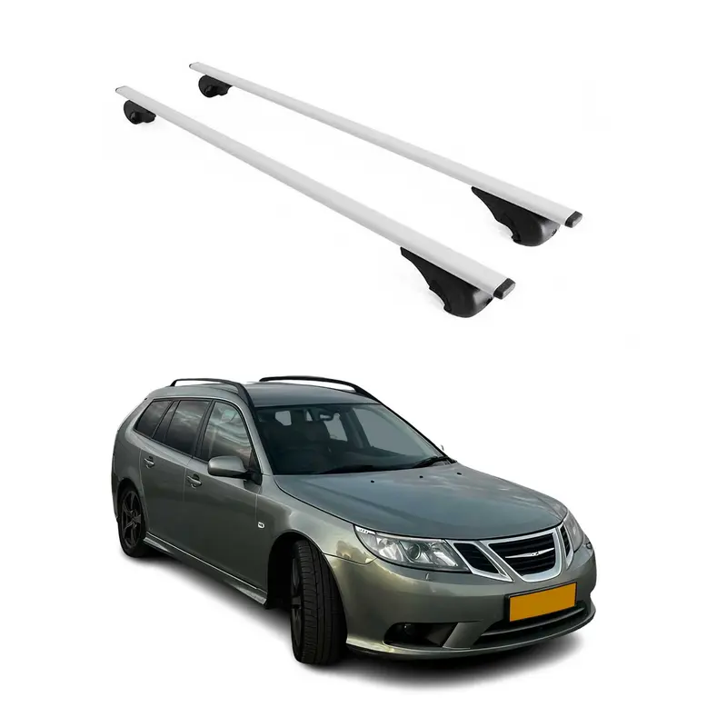 Barres de toit Transversales pour Saab 9-3 Sport Break 2005-2012 Acier Argent