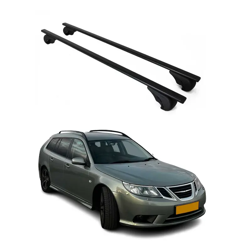Barres de toit Transversales pour Saab 9-3 Sport Break 2005-2012 Acier Noir