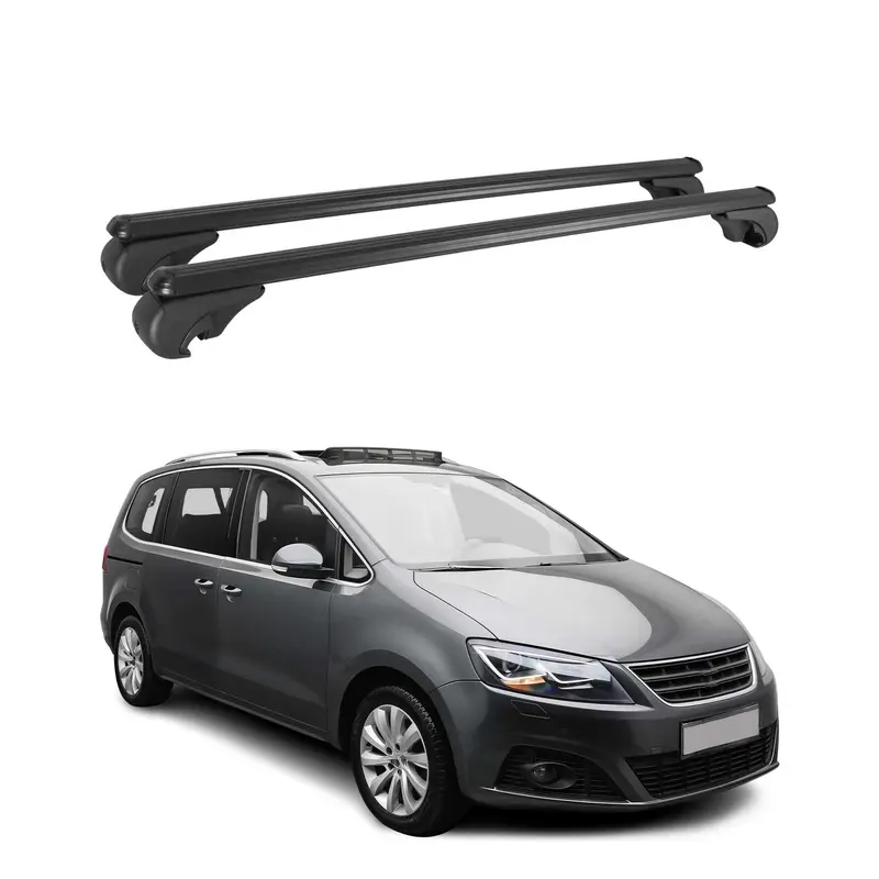 Barres de toit Transversales pour Seat Alhambra 2010-2020 Aluminium Noir