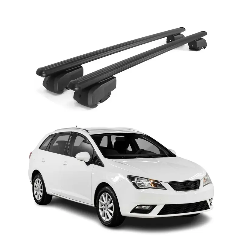 Barres de toit Transversales pour Seat Ibiza ST 2009-2016 Aluminium Noir ABE
