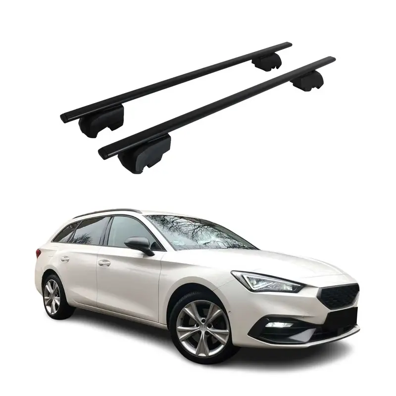 Barres de toit Transversales pour Seat Leon 2020-2026 ABE Noir 2x