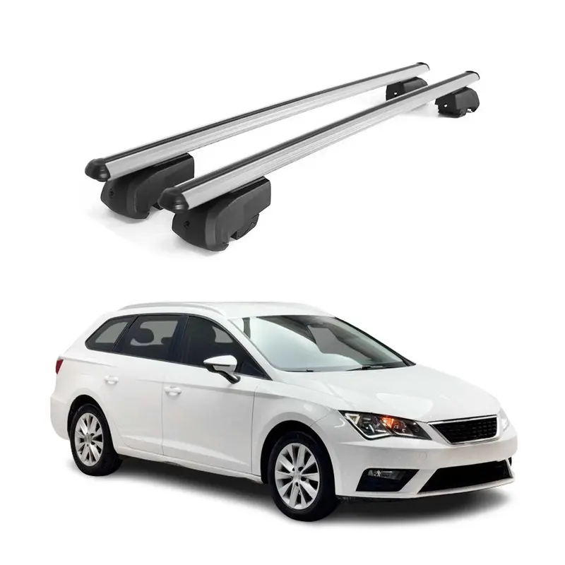 Barres de toit Transversales pour Seat Leon Break 2014-2023 Alu Gris ABE