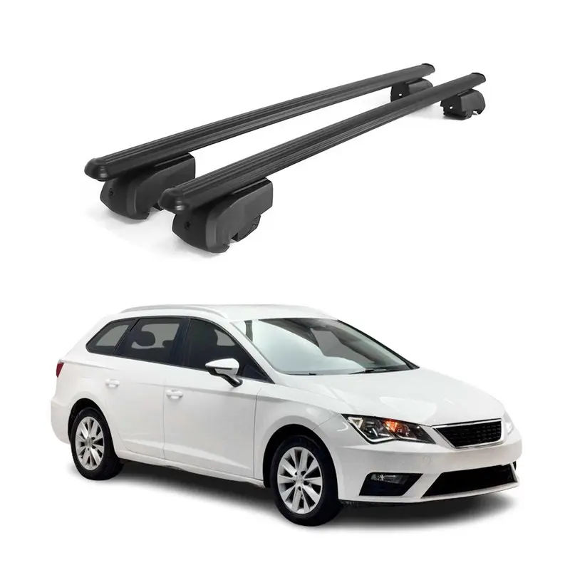 Barres de toit Transversales pour Seat Leon Break 2014-2023 Alu Noir ABE