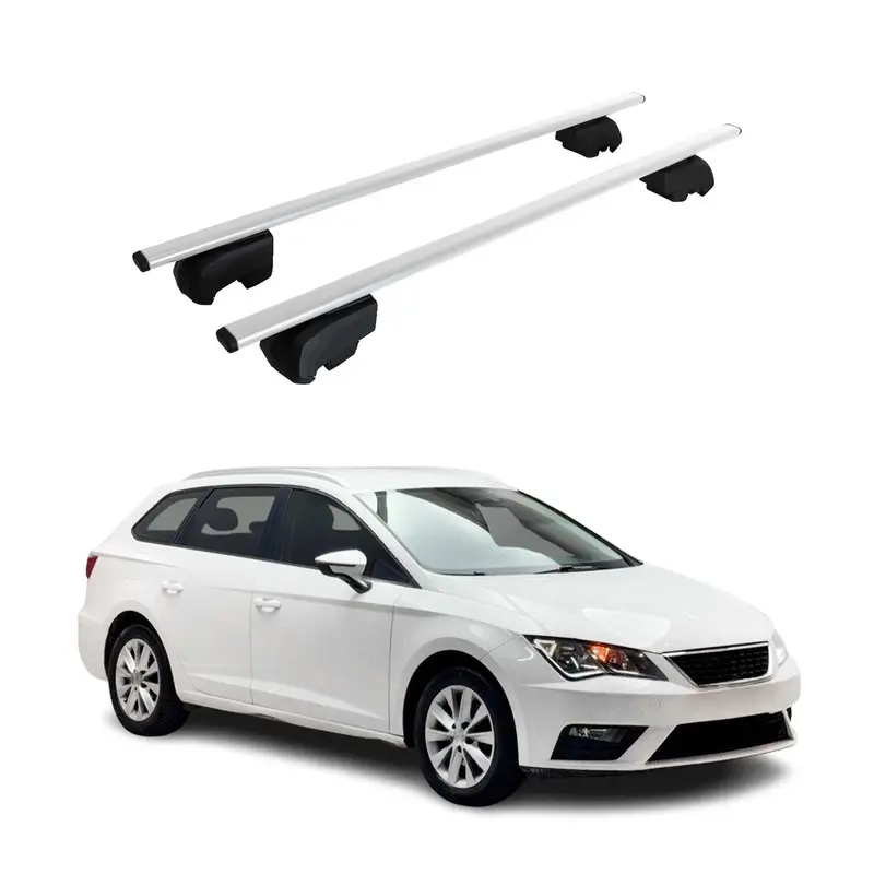 Barres de toit Transversales pour Seat Leon SW 2014-2023 Acier Argent ABE