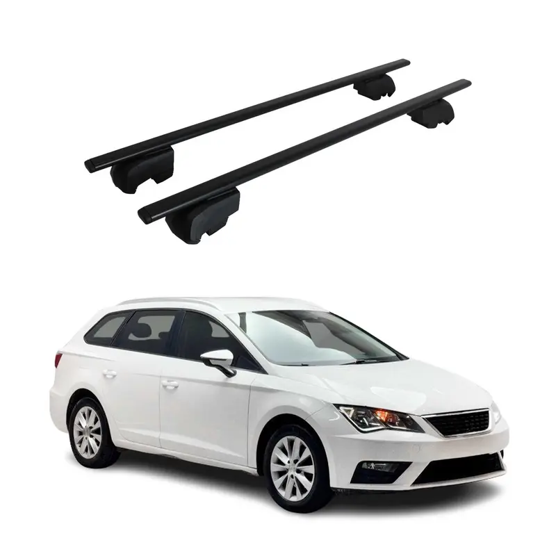 Barres de toit Transversales pour Seat Leon SW 2014-2023 Acier Noir ABE