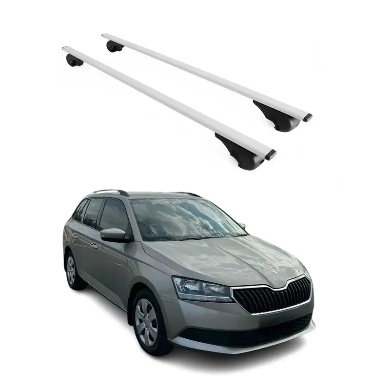 Barres de toit Transversales pour Skoda Fabia Break 2014-2021 Acier Argent