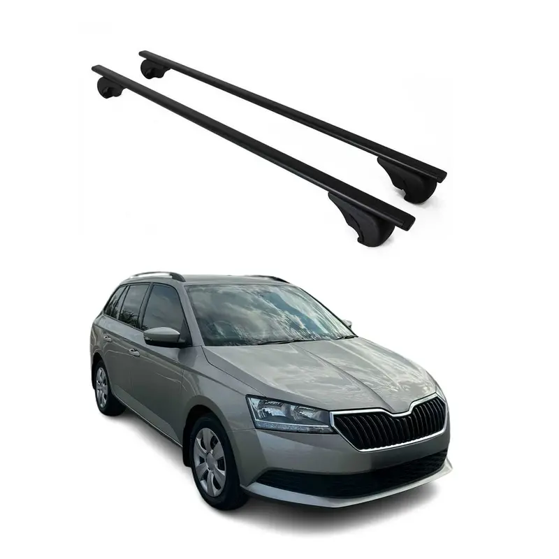 Barres de toit Transversales pour Skoda Fabia Break 2014-2021 Acier Noir