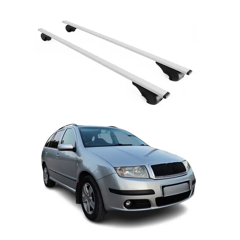 Barres de toit Transversales pour Skoda Fabia I Break 2001-2008 Acier Argent
