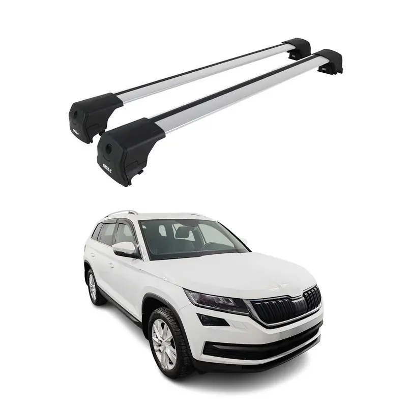 Barres De Toit Transversales pour Skoda Kodiaq 2016-2025 Aluminium Gris ABE