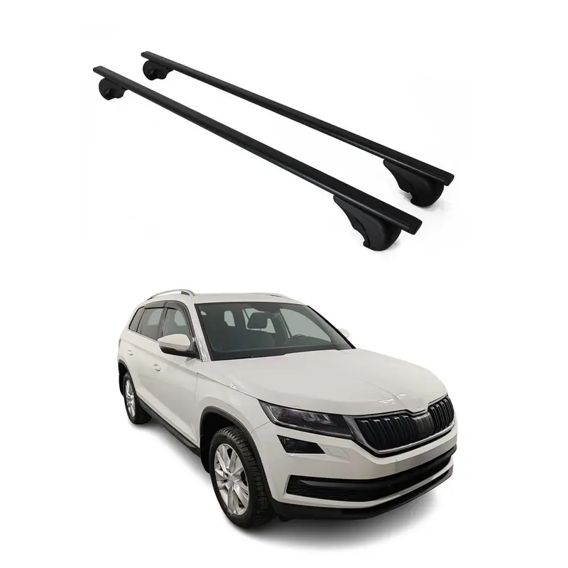 Barres de toit Transversales pour Skoda Kodiaq I 2016-2024 Acier Noir
