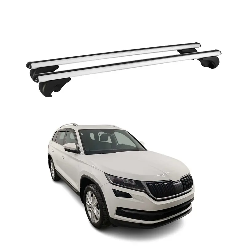 Barres de toit Transversales pour Skoda Kodiaq I 2016-2024 Aluminium Argent