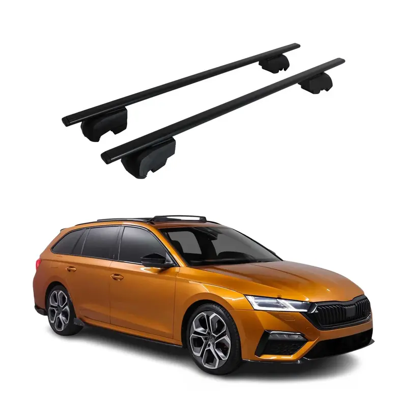 Barres de toit Transversales pour Skoda Octavia 2019-2023 Acier Noir ABE
