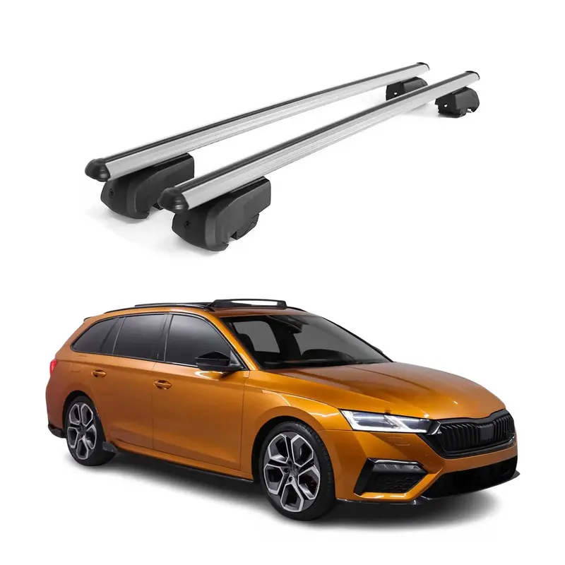 Barres de toit Transversales pour Skoda Octavia 2020-2026 Aluminium Gris ABE