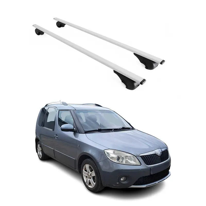 Barres de toit Transversales pour Skoda Roomster Praktik 2006-2015 Acier Argent