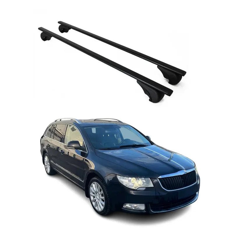 Barres de toit Transversales pour Skoda Superb 2008-2015 Break Acier Noir
