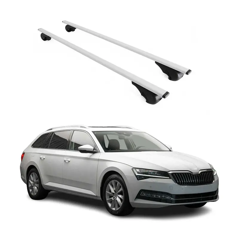 Barres de toit Transversales pour Skoda Superb 2015-2024 Break Acier Argent