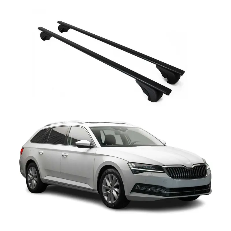 Barres de toit Transversales pour Skoda Superb 2015-2024 Break Acier Noir