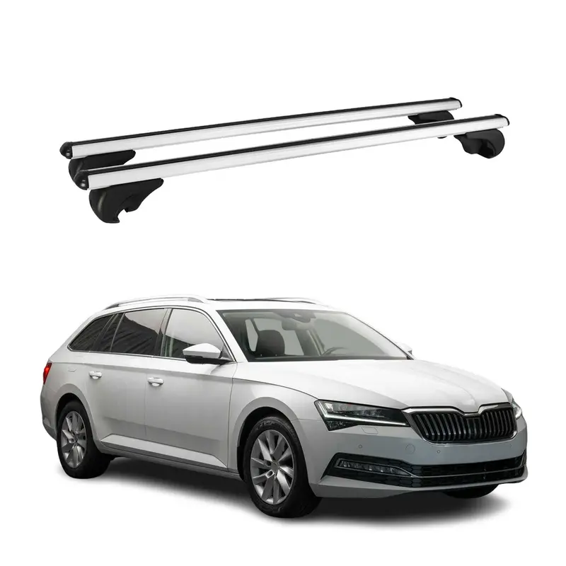 Barres de toit Transversales pour Skoda Superb 2019-2024 Break Aluminium Argent