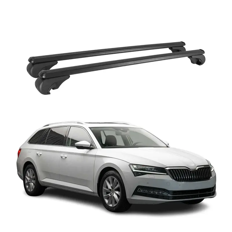 Barres de toit Transversales pour Skoda Superb 2019-2024 Break Aluminium Noir