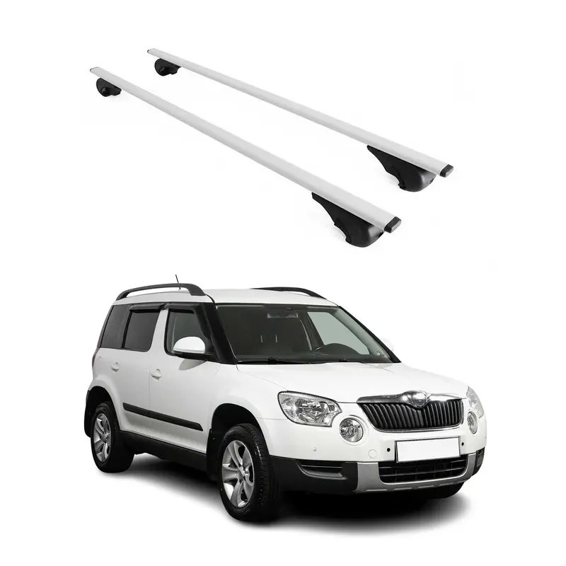 Barres de toit Transversales pour Skoda Yeti 2009-2017 Acier Argent