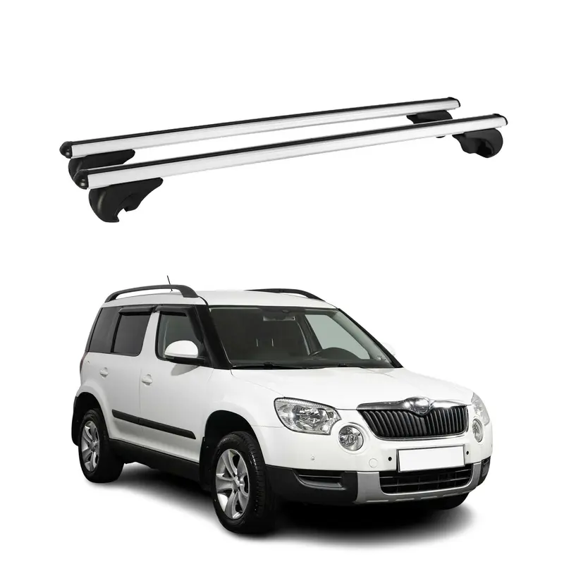 Barres de toit Transversales pour Skoda Yeti 2009-2017 Aluminium Argent