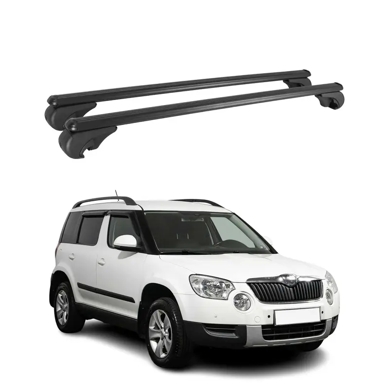 Barres de toit Transversales pour Skoda Yeti 2009-2017 Aluminium Noir