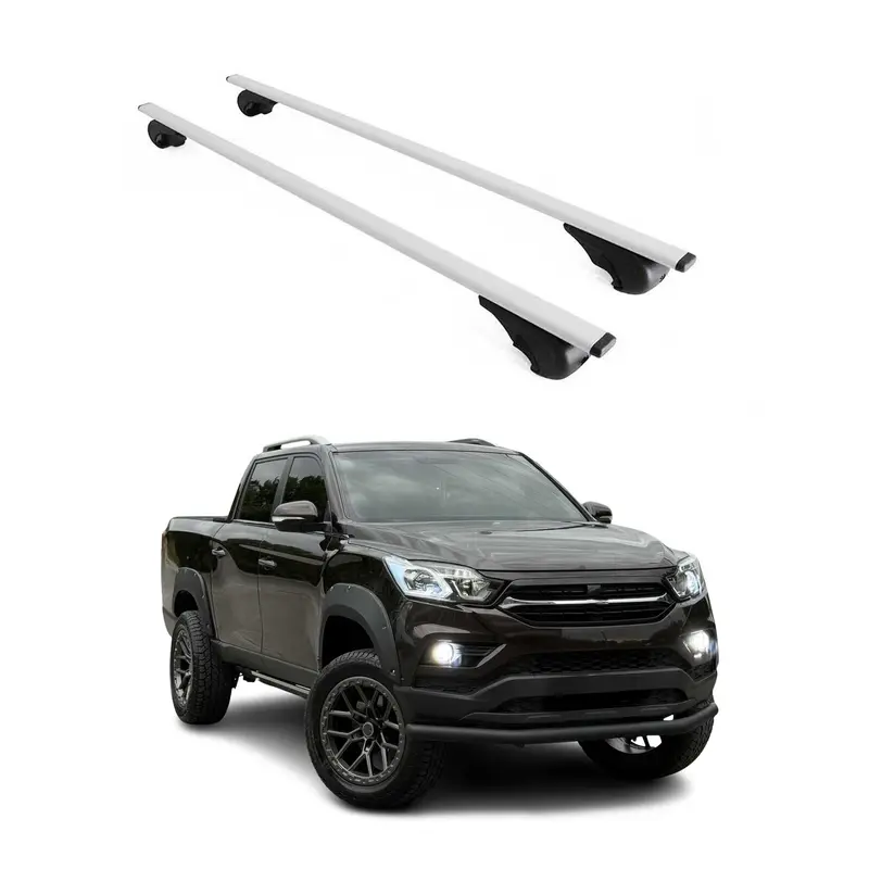 Barres de toit Transversales pour Ssangyong Grand Musso 2018-2026 Acier Argent