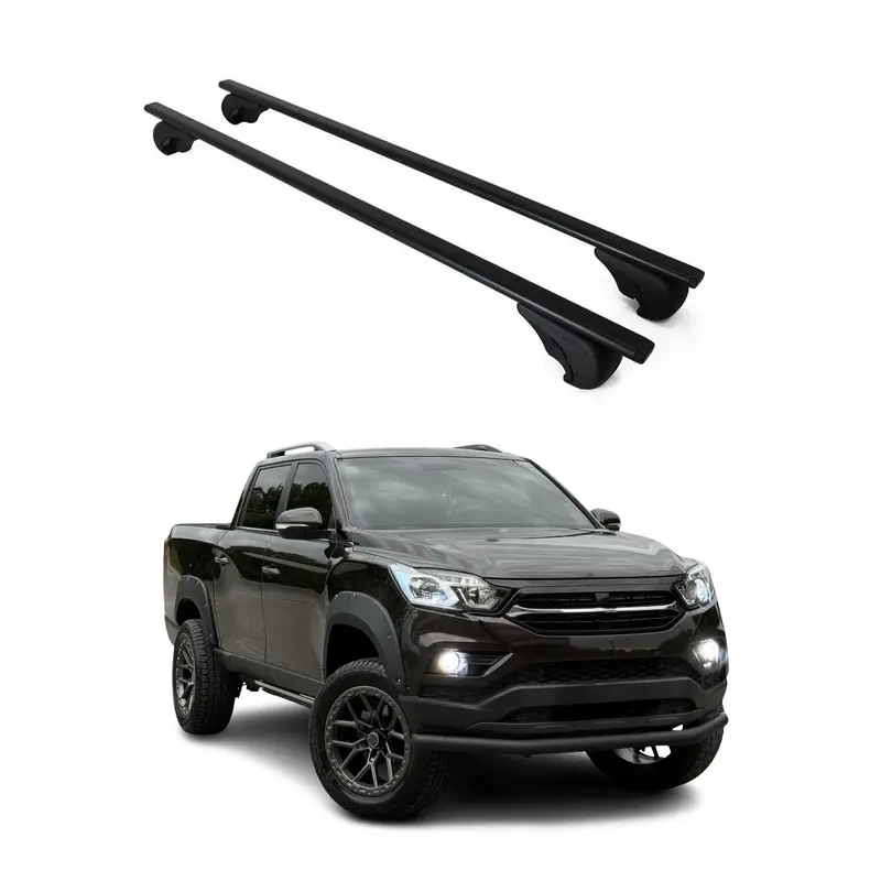 Barres de toit Transversales pour Ssangyong Grand Musso 2018-2026 Acier Noir