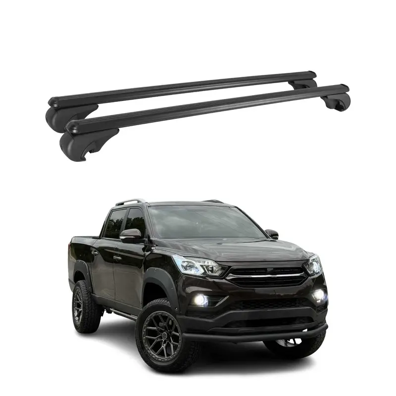 Barres de toit Transversales pour Ssangyong Grand Musso 2018-2026 Aluminium Noir