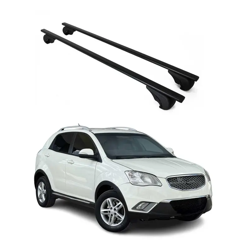 Barres de toit Transversales pour Ssangyong Korando 2010-2019 Acier Noir