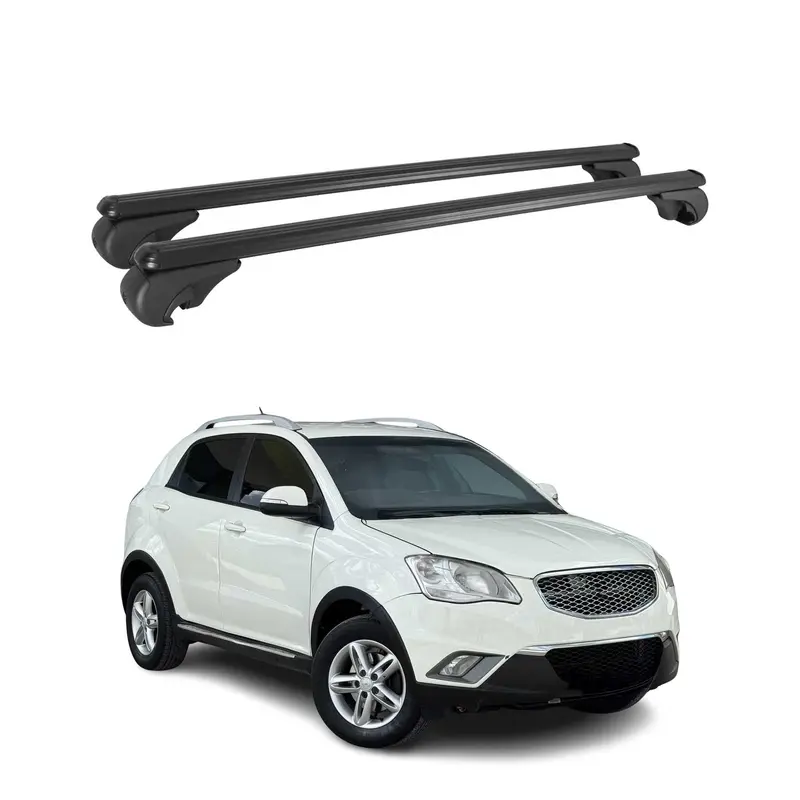 Barres de toit Transversales pour Ssangyong Korando 2010-2019 Aluminium Noir