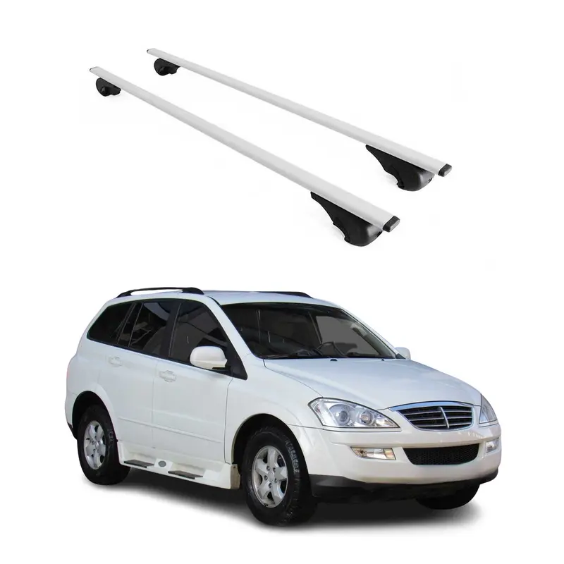 Barres de toit Transversales pour Ssangyong Kyron 2006-2011 Acier Argent