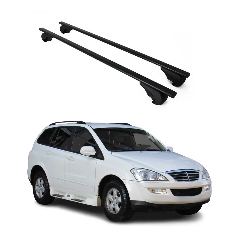 Barres de toit Transversales pour Ssangyong Kyron 2006-2011 Acier Noir