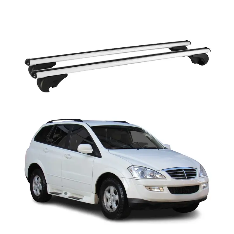 Barres de toit Transversales pour Ssangyong Kyron 2006-2011 Aluminium Argent