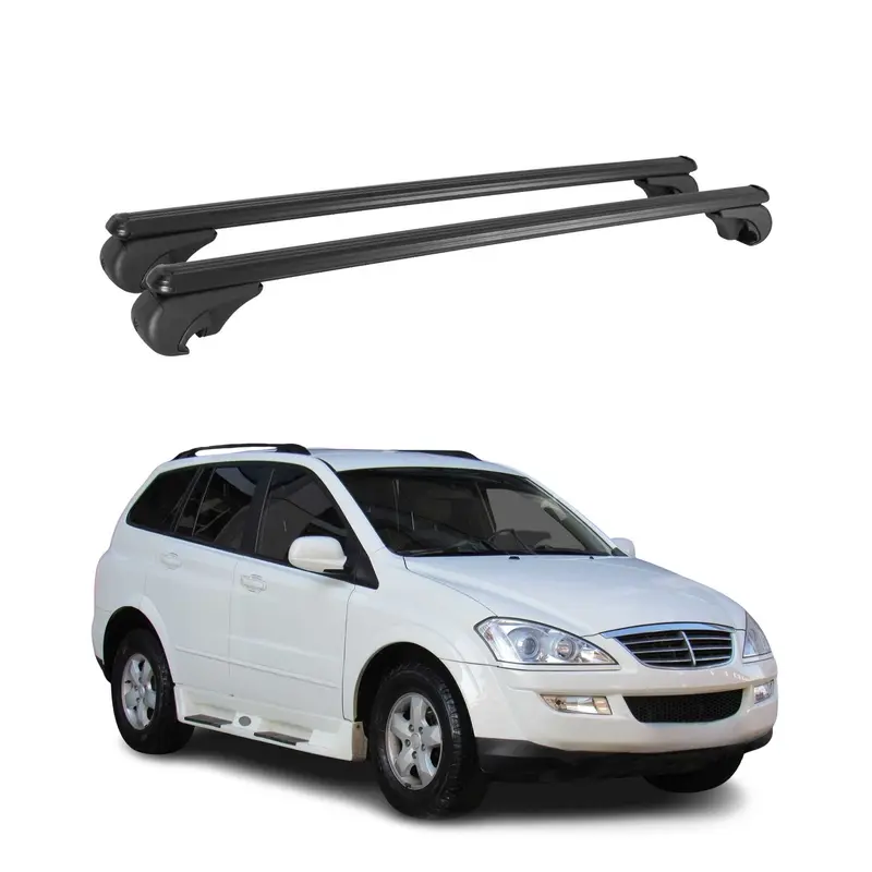 Barres de toit Transversales pour Ssangyong Kyron 2006-2011 Aluminium Noir