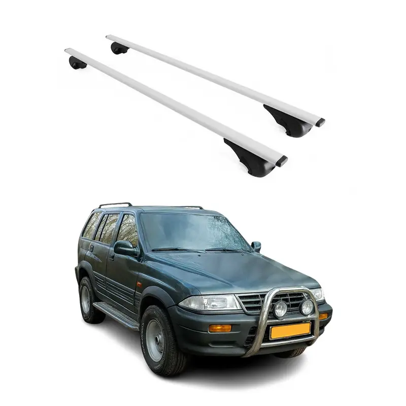 Barres de toit Transversales pour Ssangyong Musso 1993-2004 Acier Argent