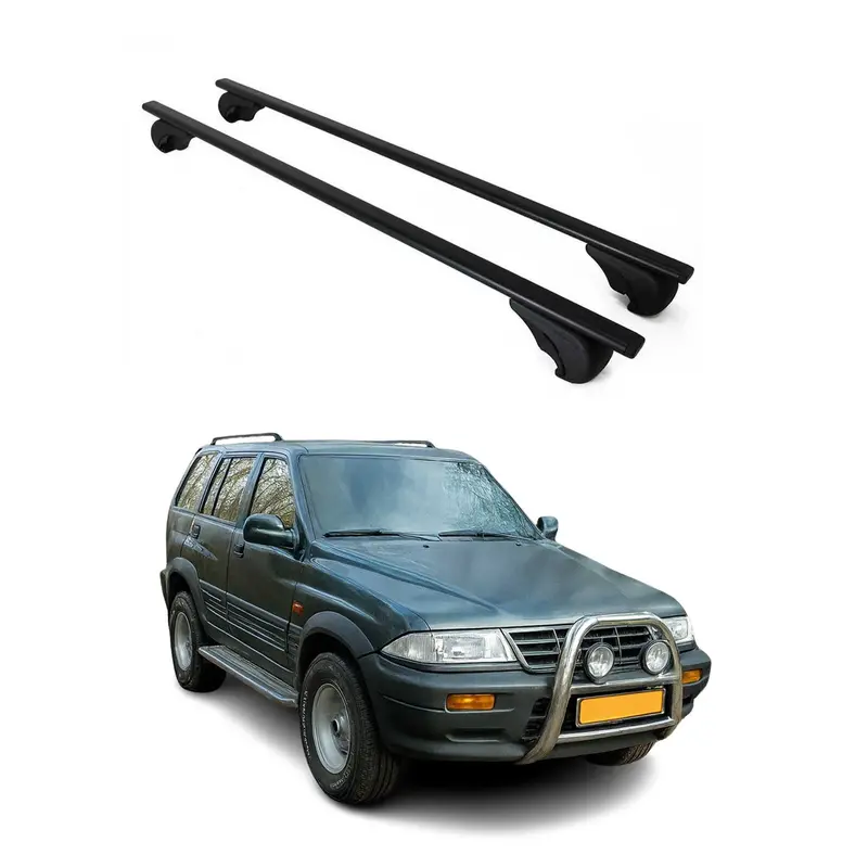 Barres de toit Transversales pour Ssangyong Musso 1993-2004 Acier Noir