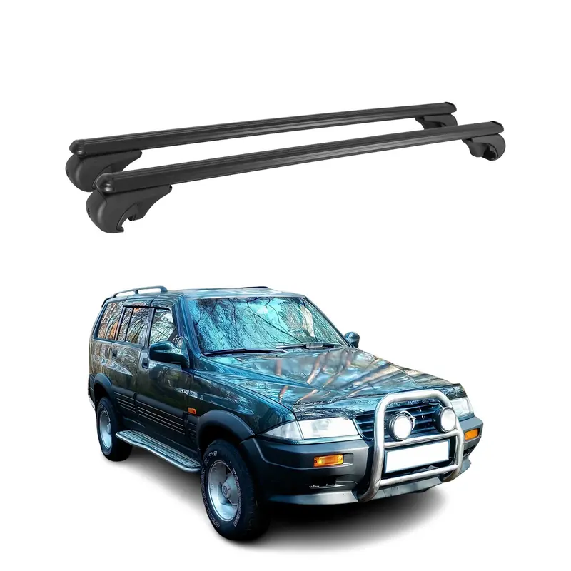 Barres de toit Transversales pour Ssangyong Musso 1993-2004 Aluminium Argent