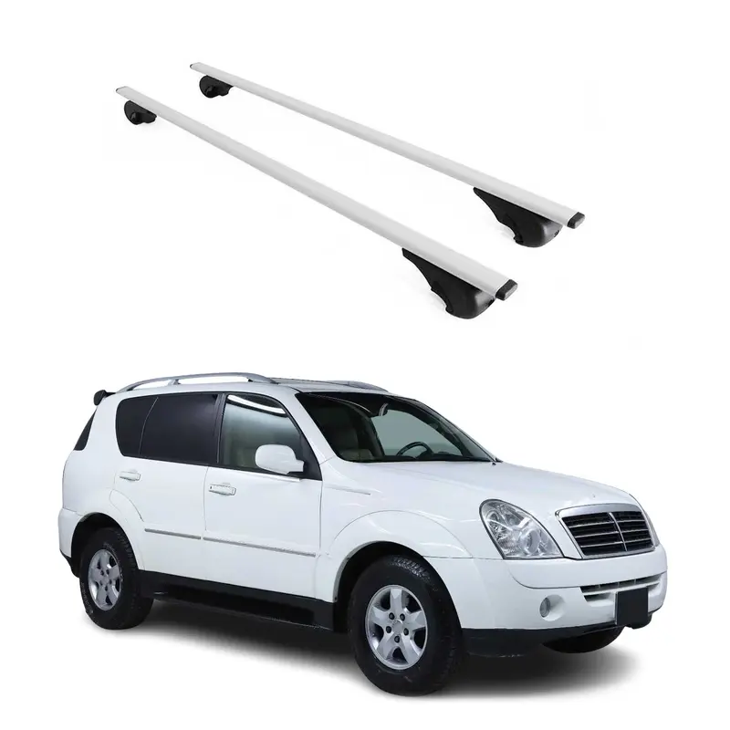 Barres de toit Transversales pour Ssangyong Rexton 2001-2012 Acier Argent