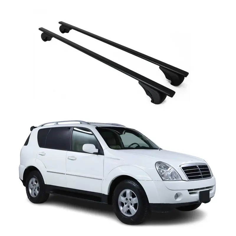 Barres de toit Transversales pour Ssangyong Rexton 2001-2012 Acier Noir