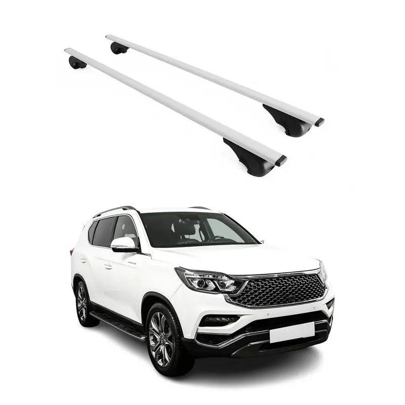 Barres de toit Transversales pour Ssangyong Rexton Y400 2017-2021 Acier Argent