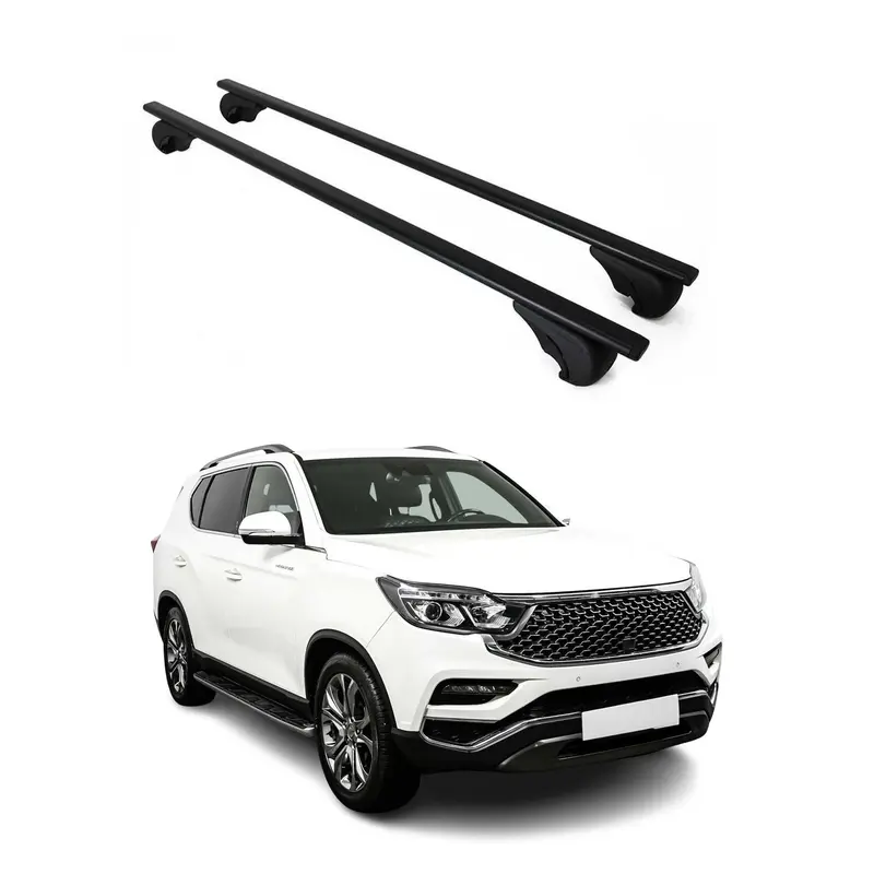 Barres de toit Transversales pour Ssangyong Rexton Y400 2017-2021 Acier Noir