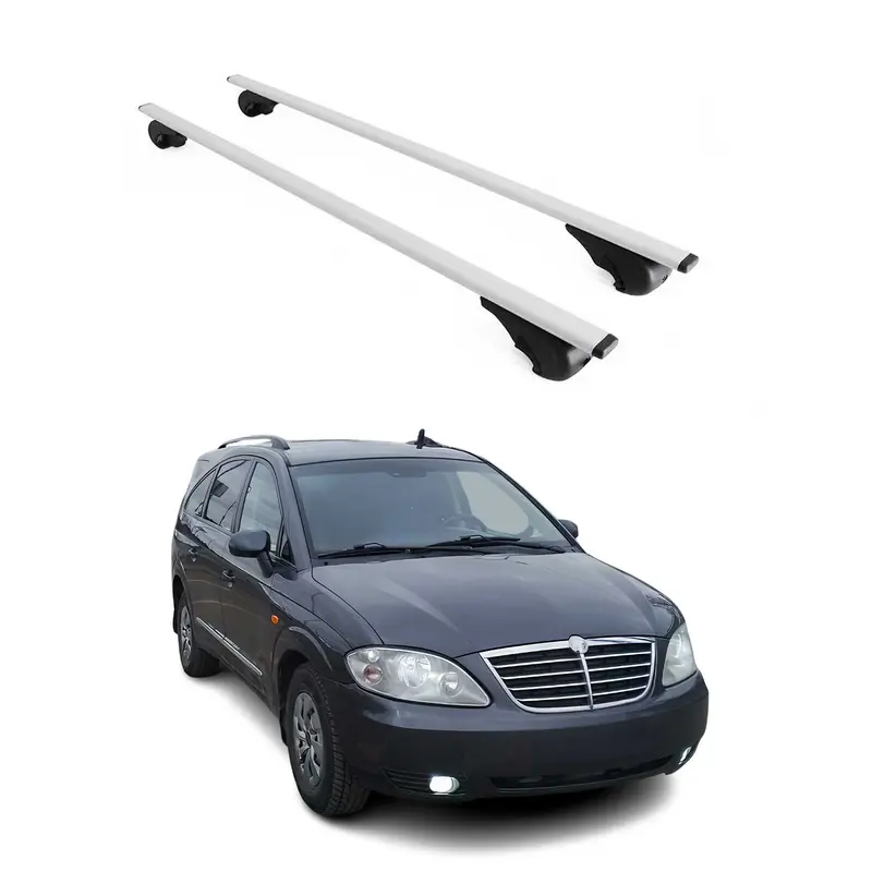 Barres de toit Transversales pour Ssangyong Rodius 2004-2012 Acier Argent