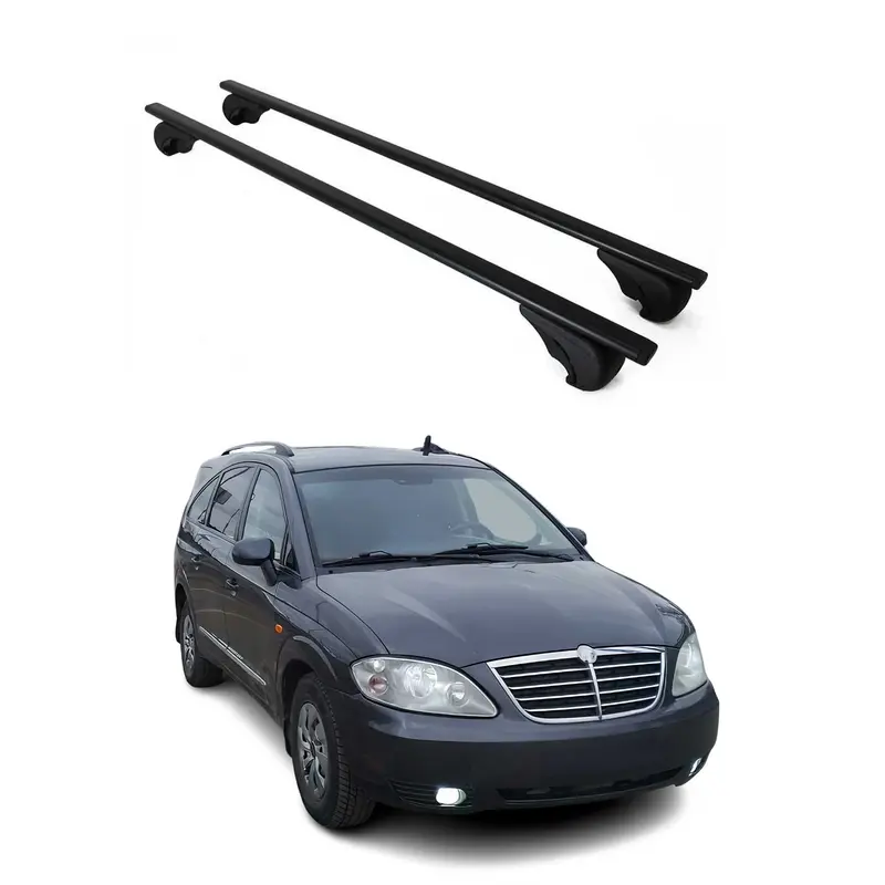 Barres de toit Transversales pour Ssangyong Rodius 2004-2012 Acier Noir
