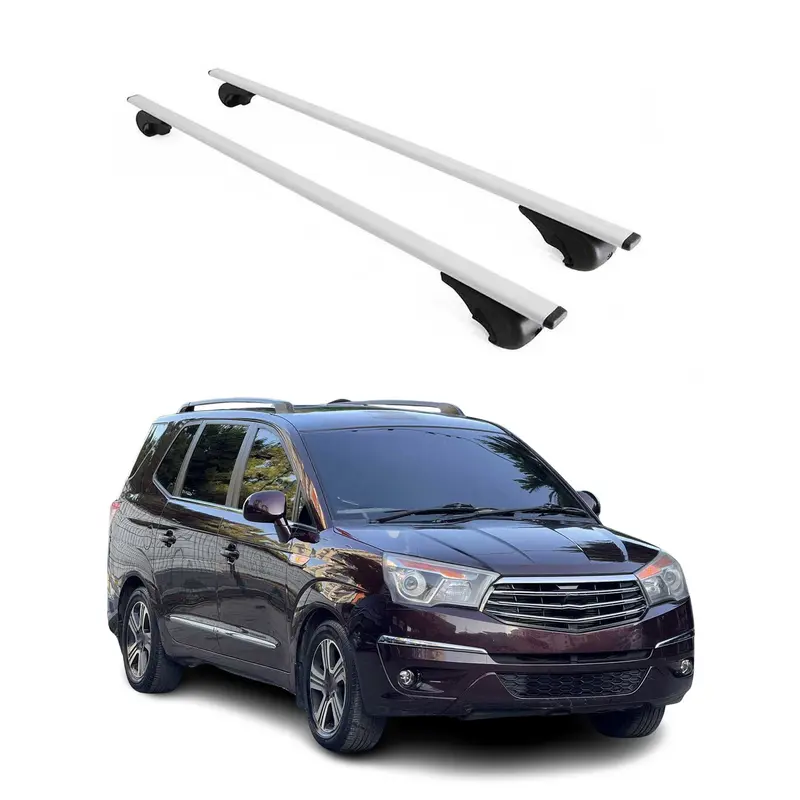 Barres de toit Transversales pour Ssangyong Rodius 2012-2019 Acier Argent