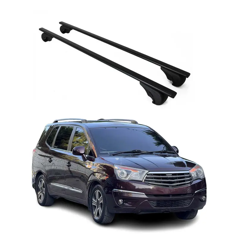 Barres de toit Transversales pour Ssangyong Rodius 2012-2019 Acier Noir