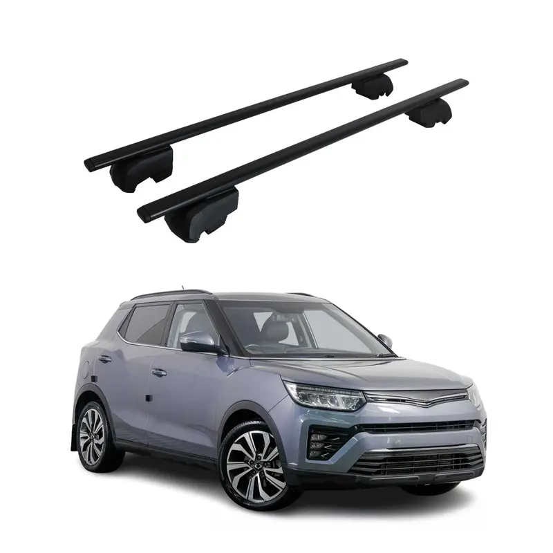 Barres de toit Transversales pour Ssangyong Tivoli 2015-2023 Acier Noir ABE