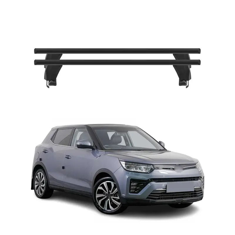 Barres de toit transversales pour Ssangyong Tivoli 2015-2023 Alu Noir 2Pcs