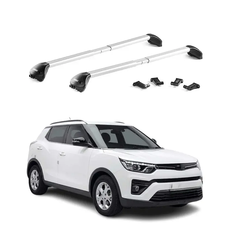 Barres de toit transversales pour Ssangyong Tivoli 2015-2023 Aluminium Gris ABE